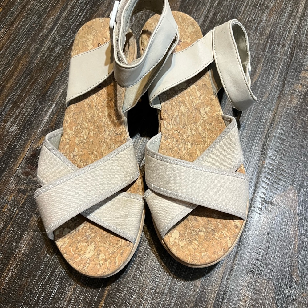 Clarks Cream Sandals with Cork Sole